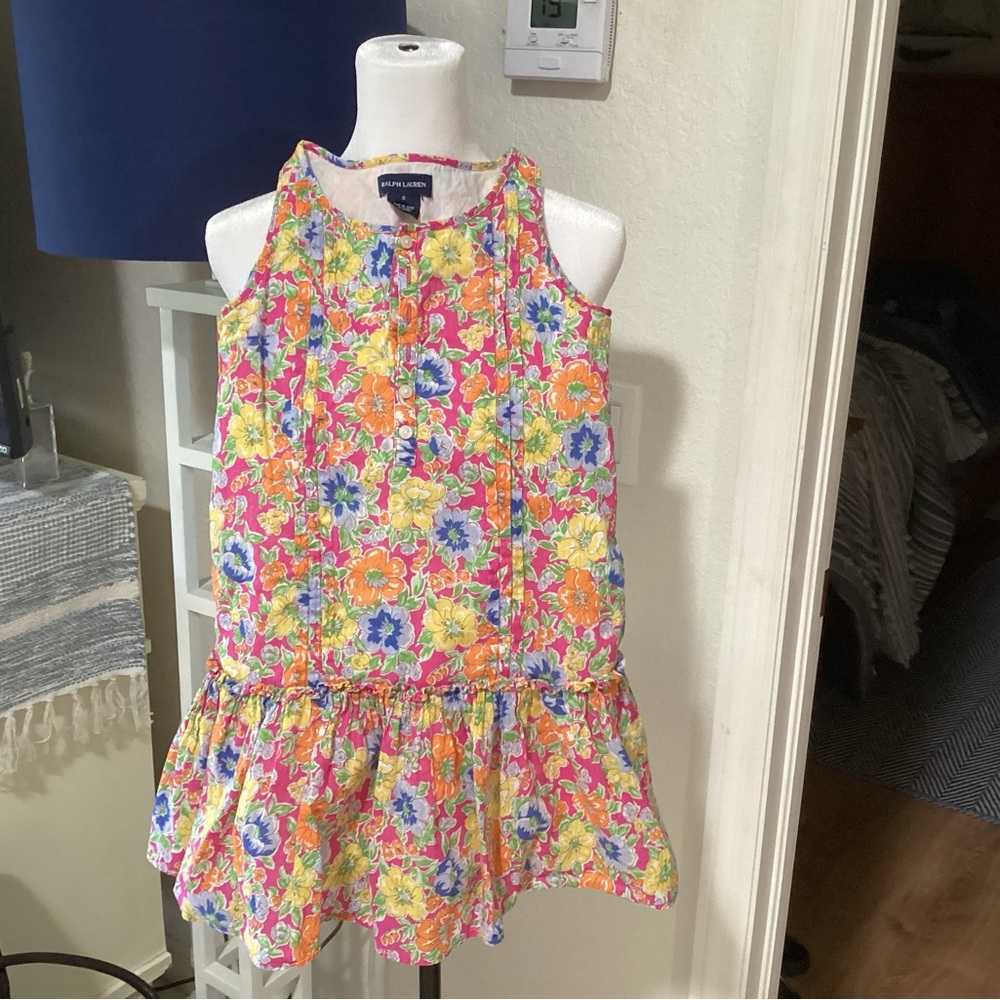 Ralph Lauren Pink Floral Swing Dress Size 8